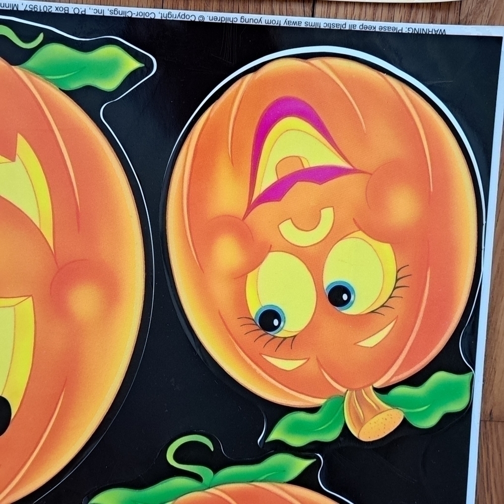 Vintage Halloween Window Clings Lot of 4 Sheets Witch Ghost Skeleton Pumpkin - Picture 11 of 16